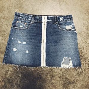 Zara Zip Down Denim Skirt